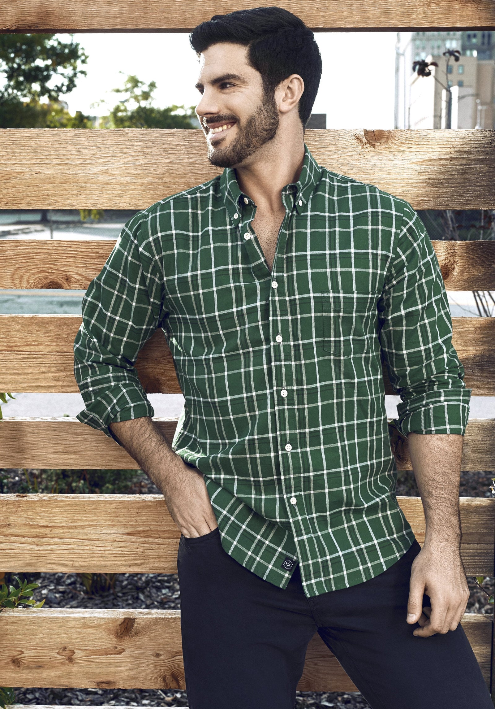 Axel Shirt - Dark Green & Fog Plaid - Size XL [final sale]