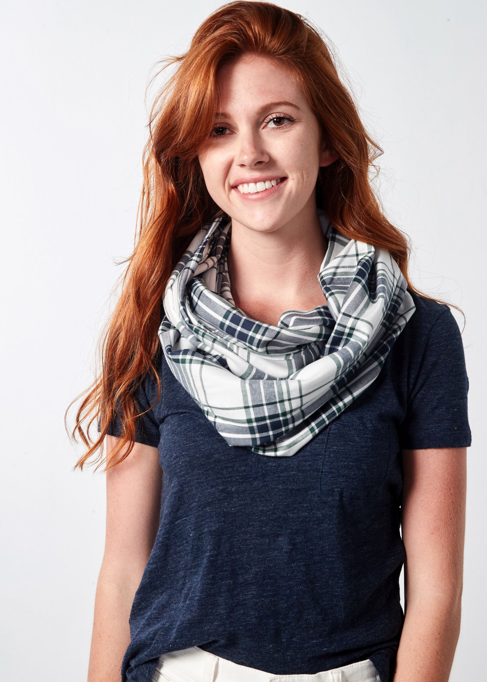 Plaid Infinity Scarf - Navy & Pine [final sale]