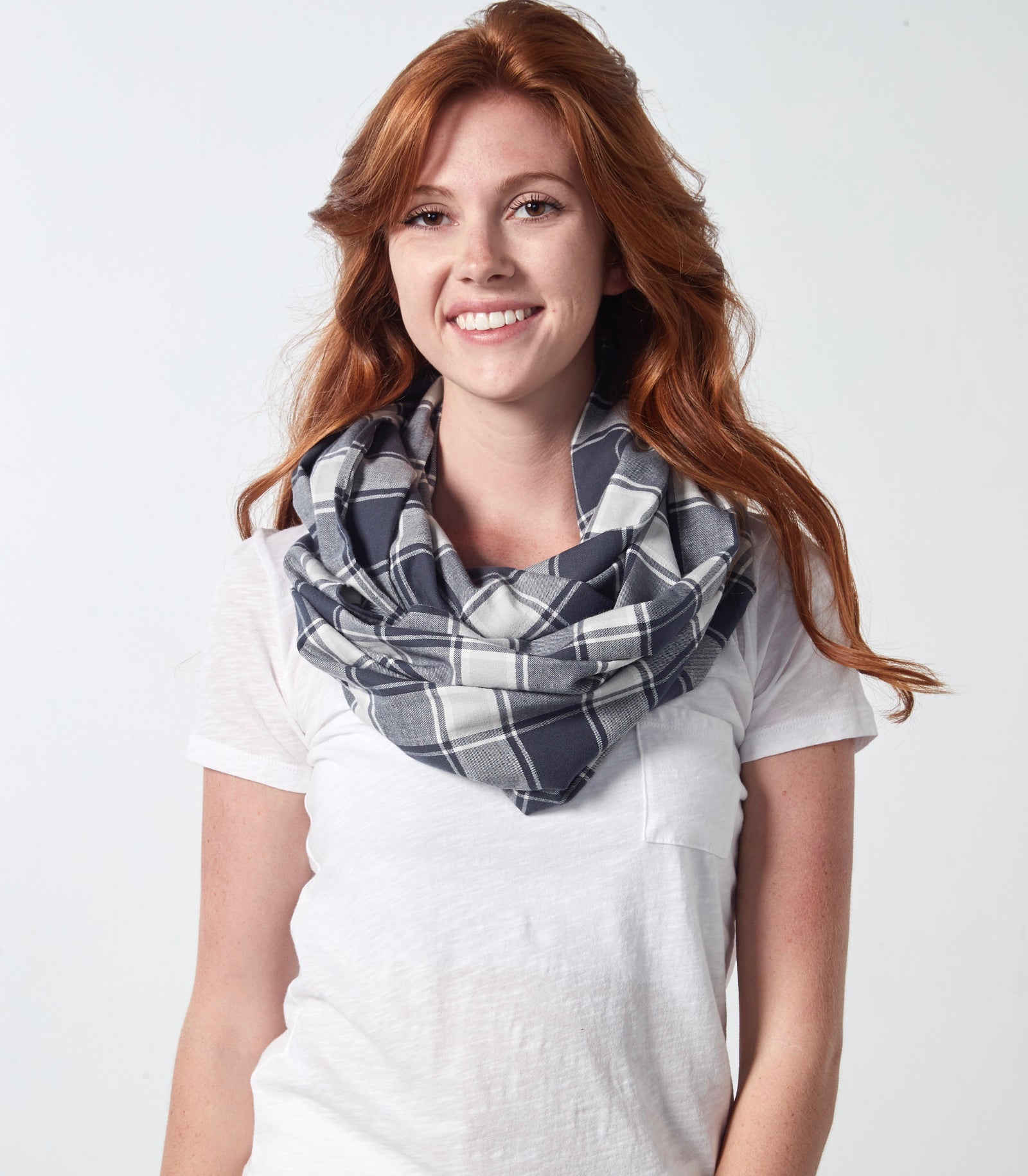 Plaid Infinity Scarf - Dark Blue & Grey [final sale]