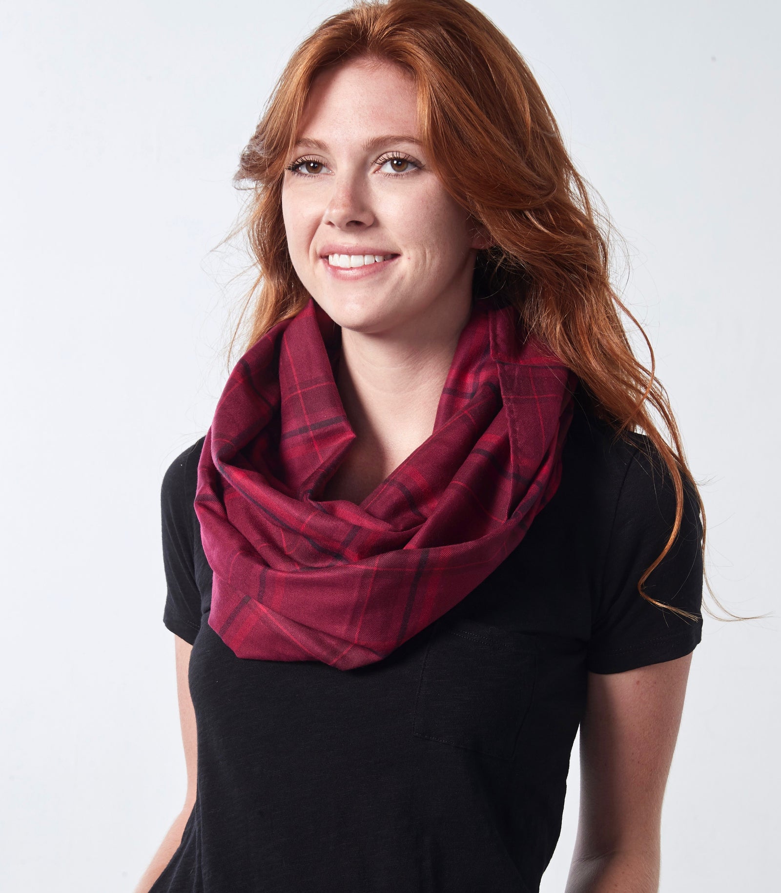 Plaid Infinity Scarf - Cranberry [final sale]