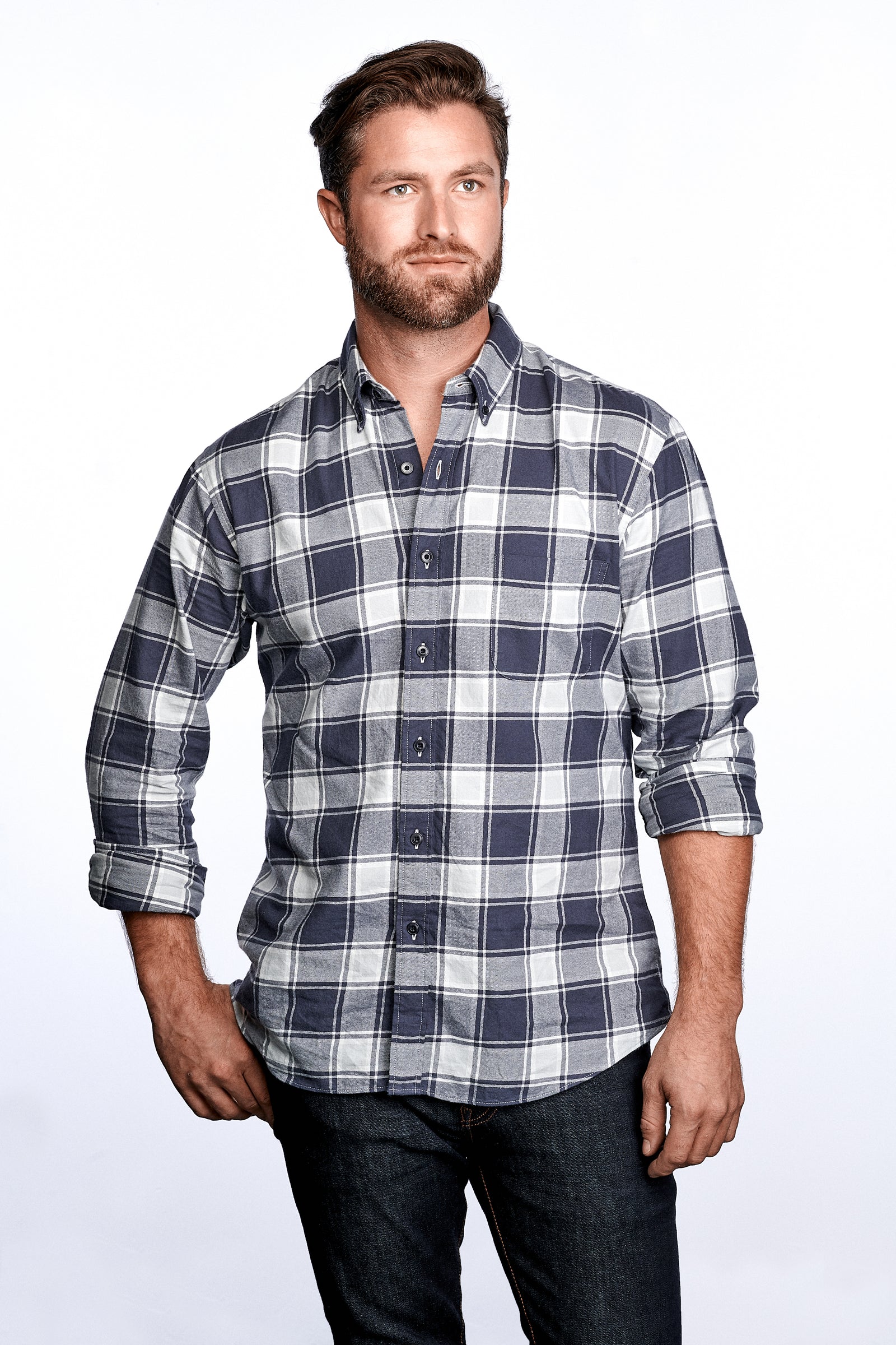 Axel Shirt - Dark Blue & Grey Plaid [final sale]