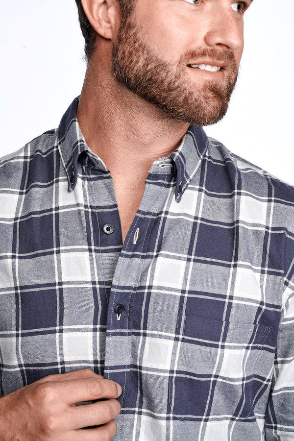 Axel Shirt - Dark Green & Fog Plaid - Size XL [final sale] - THOM KELLY