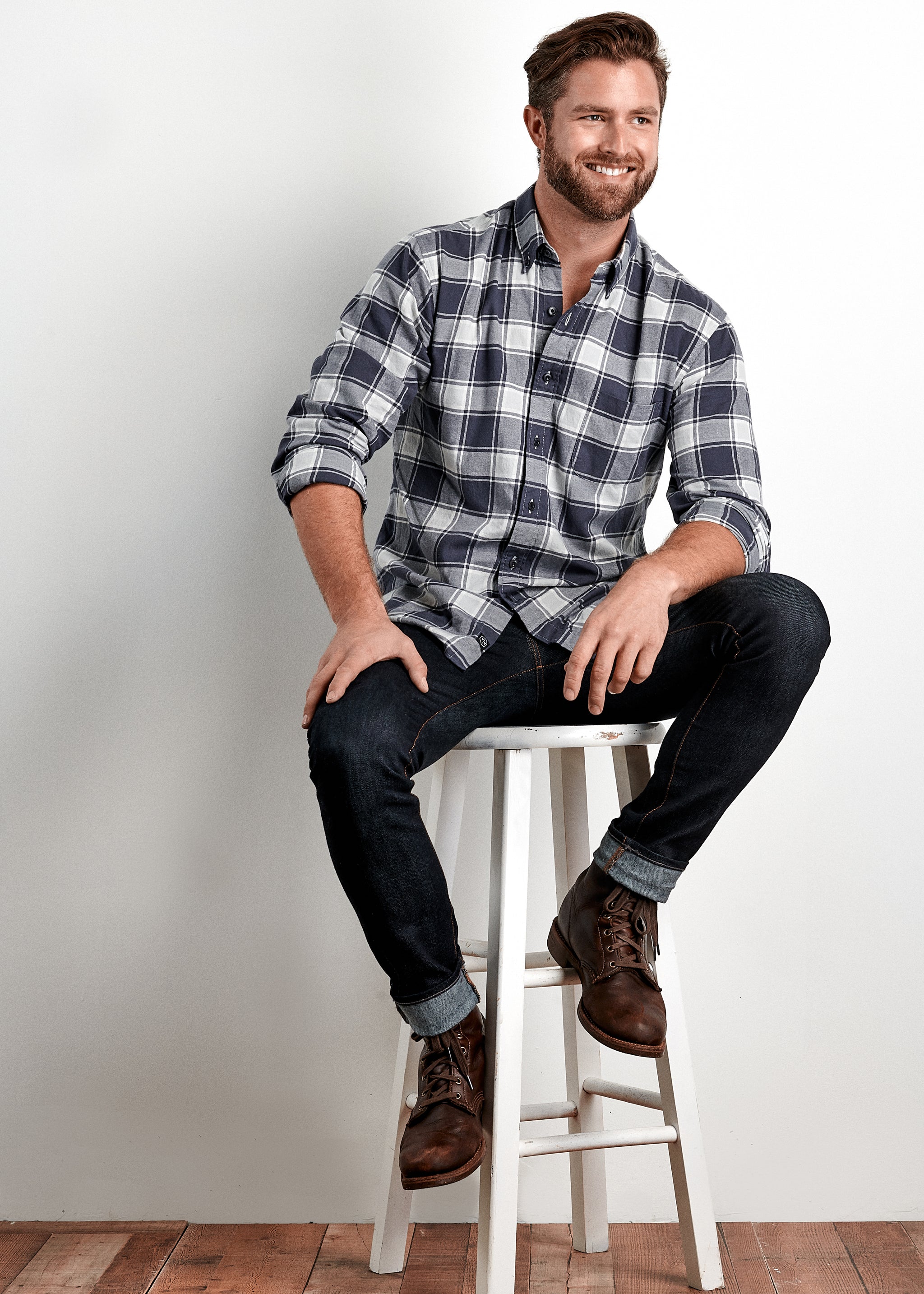 Axel Shirt - Dark Blue & Grey Plaid - Organic Cotton - THOM KELLY Axel Shirt - Dark Blue & Grey Plaid - Organic Cotton - THOM KELLY